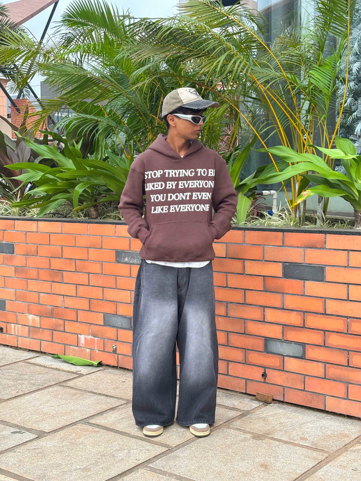BROWN “STOP TRYING TO BE LIKED” HOODIE